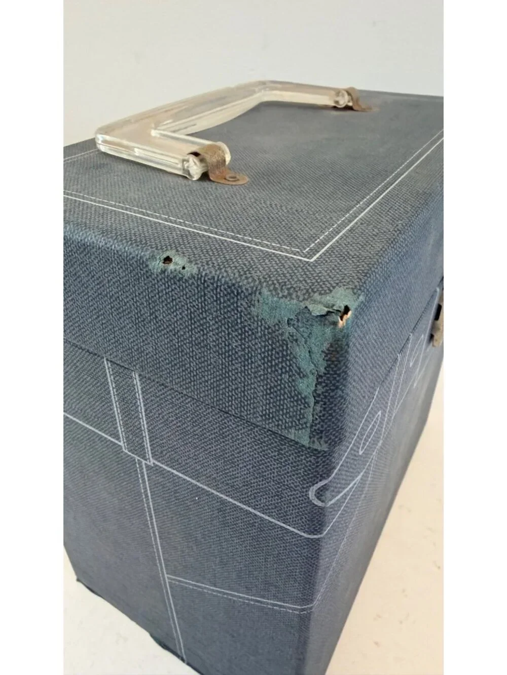 Vintage Lebo Blue 45 RPM Vinyl Record Storage Box With Metal Latch & Handle